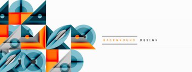 Kesişen şekiller, daireler, üçgenler ve gradyanlar ile geometrik soyut bileşim, canlı renkleri ve dinamik karşıtlıkları harmanlayarak modern, geleceksel bir görsel tasarım yaratmak için