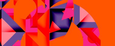 Daireler, yarı daireler, kareler ve yuvarlak üçgenler. Duvar kağıdı, afiş, arkaplan, kart, kitap illüstrasyonu, iniş sayfası için geometrik mozaik mozaik desen soyut arkaplan