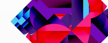 Birleştirilmiş açısal ve eğri şekilli soyut geometrik çizimler, pürüzsüz eğimli dinamik bileşimler ve kalın karşıtlıklar