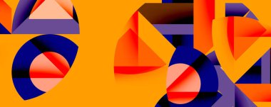 Birbirine kenetlenmiş dairesel ve açısal şekillerle soyut geometrik bileşim, pürüzsüz gradyanlar ve beyaz arkaplan üzerinde keskin karşıtlıklar