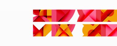 Birbirine kenetlenmiş dairesel ve açısal şekillerle soyut geometrik bileşim, pürüzsüz gradyanlar ve beyaz arkaplan üzerinde keskin karşıtlıklar