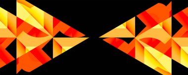 Birbirine kenetlenmiş dairesel ve açısal şekillerle soyut geometrik bileşim, pürüzsüz gradyanlar ve beyaz arkaplan üzerinde keskin karşıtlıklar