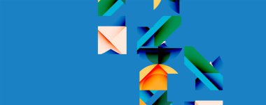 Birbirine kenetlenmiş dairesel ve açısal şekillerle soyut geometrik bileşim, pürüzsüz gradyanlar ve beyaz arkaplan üzerinde keskin karşıtlıklar