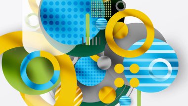 Üstüste binen Şeffaf Geometrik Şekillerle Soyut Çember Tasarımı