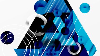 Modern geometrik arkaplan - düzgün eğimli ve yarı şeffaf üçgenler üst üste biniyor