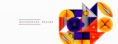 Keskin açılı dinamik geometrik bileşim, dairesel biçimler ve eğim renkleri