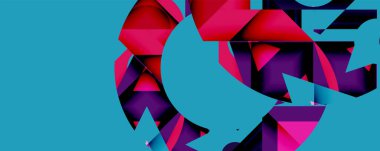 Birbirine kenetlenmiş dairesel ve açısal şekillerle soyut geometrik bileşim, pürüzsüz gradyanlar ve beyaz arkaplan üzerinde keskin karşıtlıklar