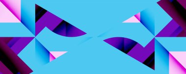 Birleştirilmiş açısal ve eğri şekilli soyut geometrik çizimler, pürüzsüz eğimli dinamik bileşimler ve kalın karşıtlıklar