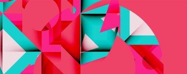 Birbirine kenetlenmiş dairesel ve açısal şekillerle soyut geometrik bileşim, pürüzsüz gradyanlar ve beyaz arkaplan üzerinde keskin karşıtlıklar