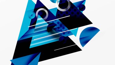 Modern geometrik arkaplan - düzgün eğimli ve yarı şeffaf üçgenler üst üste biniyor