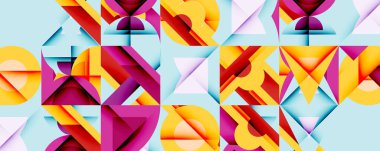 Minimum geometrik soyut arkaplan. Çember kare ve üçgen tasarımı