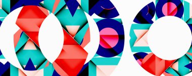 Birleştirilmiş açısal ve eğri şekilli soyut geometrik çizimler, pürüzsüz eğimli dinamik bileşimler ve kalın karşıtlıklar