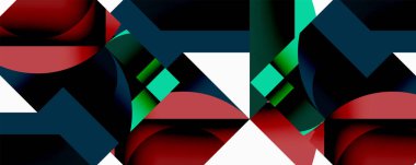 Birbirine kenetlenmiş dairesel ve açısal şekillerle soyut geometrik bileşim, pürüzsüz gradyanlar ve beyaz arkaplan üzerinde keskin karşıtlıklar