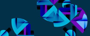 Daireler, yarı daireler, kareler ve yuvarlak üçgenler. Duvar kağıdı, afiş, arkaplan, kart, kitap illüstrasyonu, iniş sayfası için geometrik mozaik mozaik desen soyut arkaplan