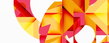 Daireler, yarı daireler, kareler ve yuvarlak üçgenler. Duvar kağıdı, afiş, arkaplan, kart, kitap illüstrasyonu, iniş sayfası için geometrik mozaik mozaik desen soyut arkaplan