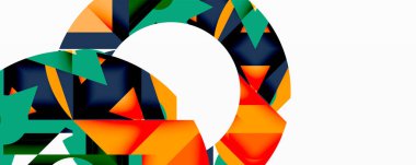 Daireler, yarı daireler, kareler ve yuvarlak üçgenler. Duvar kağıdı, afiş, arkaplan, kart, kitap illüstrasyonu, iniş sayfası için geometrik mozaik mozaik desen soyut arkaplan