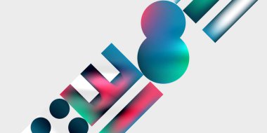 Basit şekiller - daireler, üçgenler, dikdörtgenler soyut arka plan. Duvar Kağıdı, Sancak, Arkaplan, Kart, Kitap İllüstrasyonu, İniş Sayfası