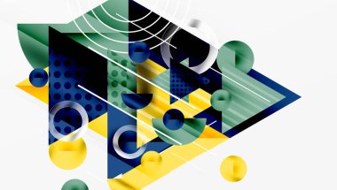 Parlak soyut arkaplan - parlak eğim tonlarıyla katmanlı üçgenler. Yarı şeffaf şekiller derinlik ve çağdaş estetik ekler