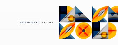 Keskin açılı dinamik geometrik bileşim, dairesel biçimler ve eğim renkleri