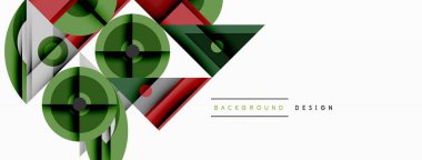 Kesişen şekiller, daireler, üçgenler ve gradyanlar ile geometrik soyut bileşim, canlı renkleri ve dinamik karşıtlıkları harmanlayarak modern, geleceksel bir görsel tasarım yaratmak için