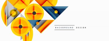 Kesişen şekiller, daireler, üçgenler ve gradyanlar ile geometrik soyut bileşim, canlı renkleri ve dinamik karşıtlıkları harmanlayarak modern, geleceksel bir görsel tasarım yaratmak için