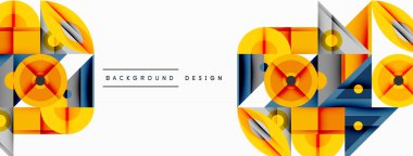 Kesişen şekiller, daireler, üçgenler ve gradyanlar ile geometrik soyut bileşim, canlı renkleri ve dinamik karşıtlıkları harmanlayarak modern, geleceksel bir görsel tasarım yaratmak için