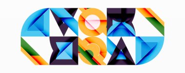 Minimum geometrik soyut arkaplan. Çember kare ve üçgen tasarımı