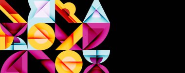 Minimum geometrik soyut arkaplan. Çember kare ve üçgen tasarımı