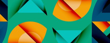 Birleştirilmiş açısal ve eğri şekilli soyut geometrik çizimler, pürüzsüz eğimli dinamik bileşimler ve kalın karşıtlıklar