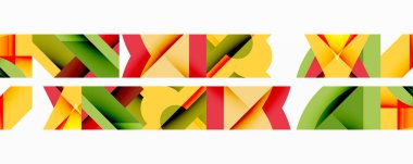 Daireler, yarı daireler, kareler ve yuvarlak üçgenler. Duvar kağıdı, afiş, arkaplan, kart, kitap illüstrasyonu, iniş sayfası için geometrik mozaik mozaik desen soyut arkaplan