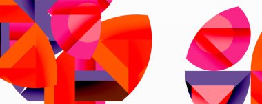 Daireler, yarı daireler, kareler ve yuvarlak üçgenler. Duvar kağıdı, afiş, arkaplan, kart, kitap illüstrasyonu, iniş sayfası için geometrik mozaik mozaik desen soyut arkaplan