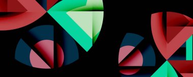 Birbirine kenetlenmiş dairesel ve açısal şekillerle soyut geometrik bileşim, pürüzsüz gradyanlar ve beyaz arkaplan üzerinde keskin karşıtlıklar