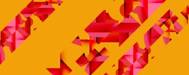 Birbirine kenetlenmiş dairesel ve açısal şekillerle soyut geometrik bileşim, pürüzsüz gradyanlar ve beyaz arkaplan üzerinde keskin karşıtlıklar