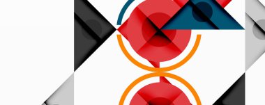 Katmanlı üçgenler, daireler ve gradyanlarla birlikte geometrik soyut tasarım, keskin zıtlıklar ve derinlikle yapılandırılmış bir model oluşturur.