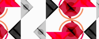 Katmanlı üçgenler, daireler ve gradyanlarla birlikte geometrik soyut tasarım, keskin zıtlıklar ve derinlikle yapılandırılmış bir model oluşturur.