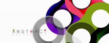 Üst üste binen dairesel ve tüp şekilli soyut daire ögesi bileşimi, pürüzsüz gradyanlar, şeffaflık efektleri ve dinamik katman