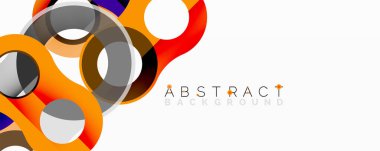 Üst üste binen dairesel ve tüp şekilli soyut daire ögesi bileşimi, pürüzsüz gradyanlar, şeffaflık efektleri ve dinamik katman