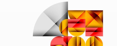 Katmanlı daireler ve açısal segmentlerle modern soyut kompozisyon gradyan, şeffaflık efektleri ve yapılandırılmış geometrik düzen içerir.