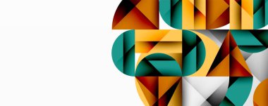 Katmanlı daireler ve açısal segmentlerle modern soyut kompozisyon gradyan, şeffaflık efektleri ve yapılandırılmış geometrik düzen içerir.