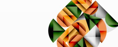 Katmanlı daireler ve açısal segmentlerle modern soyut kompozisyon gradyan, şeffaflık efektleri ve yapılandırılmış geometrik düzen içerir.