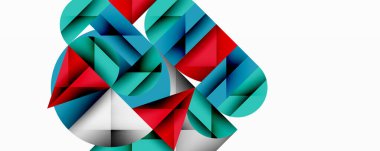 Katmanlı daireler ve açısal segmentlerle modern soyut kompozisyon gradyan, şeffaflık efektleri ve yapılandırılmış geometrik düzen içerir.