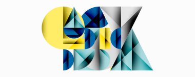 Katmanlı daireler ve açısal segmentlerle modern soyut kompozisyon gradyan, şeffaflık efektleri ve yapılandırılmış geometrik düzen içerir.