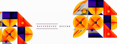 Keskin açılı dinamik geometrik bileşim, dairesel biçimler ve eğim renkleri