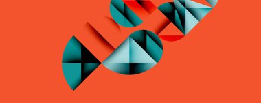 Çemberler ve üçgenlerin kesiştiği soyut geometrik desen. Yüksek kontrastlı kompozisyon derinlik yaratır ve dinamik, modern estetik