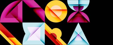 Minimum geometrik soyut arkaplan. Çember kare ve üçgen tasarımı