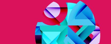 Daireler, yarı daireler, kareler ve yuvarlak üçgenler. Duvar kağıdı, afiş, arkaplan, kart, kitap illüstrasyonu, iniş sayfası için geometrik mozaik mozaik desen soyut arkaplan