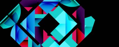 Daireler, yarı daireler, kareler ve yuvarlak üçgenler. Duvar kağıdı, afiş, arkaplan, kart, kitap illüstrasyonu, iniş sayfası için geometrik mozaik mozaik desen soyut arkaplan