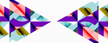 Birbirine kenetlenmiş dairesel ve açısal şekillerle soyut geometrik bileşim, pürüzsüz gradyanlar ve beyaz arkaplan üzerinde keskin karşıtlıklar