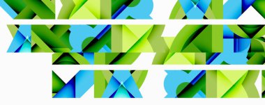 Birbirine kenetlenmiş dairesel ve açısal şekillerle soyut geometrik bileşim, pürüzsüz gradyanlar ve beyaz arkaplan üzerinde keskin karşıtlıklar