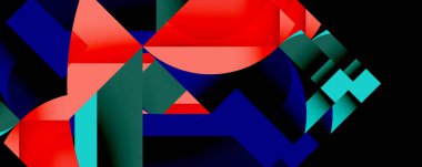 Birleştirilmiş açısal ve eğri şekilli soyut geometrik çizimler, pürüzsüz eğimli dinamik bileşimler ve kalın karşıtlıklar